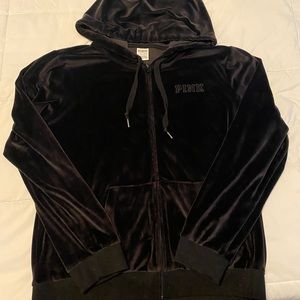 PINK Velour Zip Up Hoodie Size XL